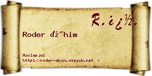 Roder Áhim névjegykártya